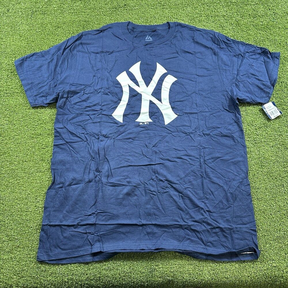 Majestic New York Yankees Shirt Mens XL Blue Good MLB Baseball Tee